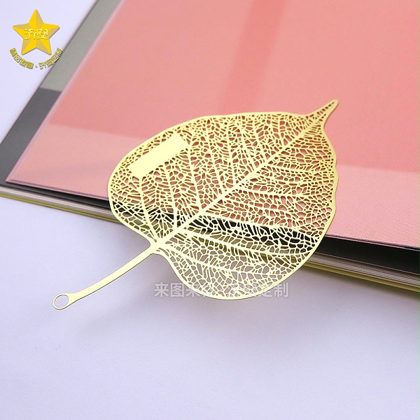金属书签,文创书签,镂空叶子书签-5
