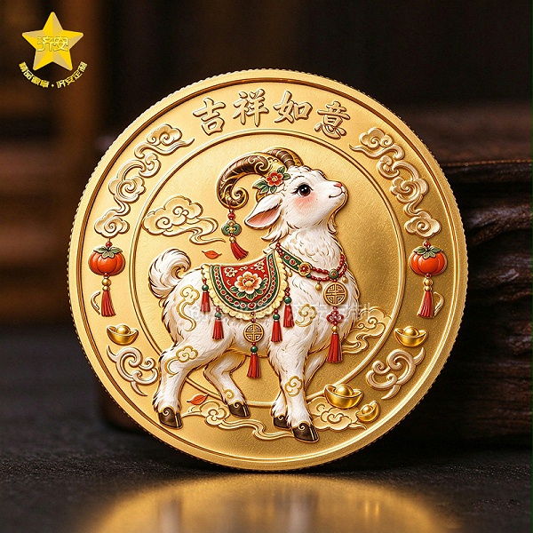 羊年纪念币金色