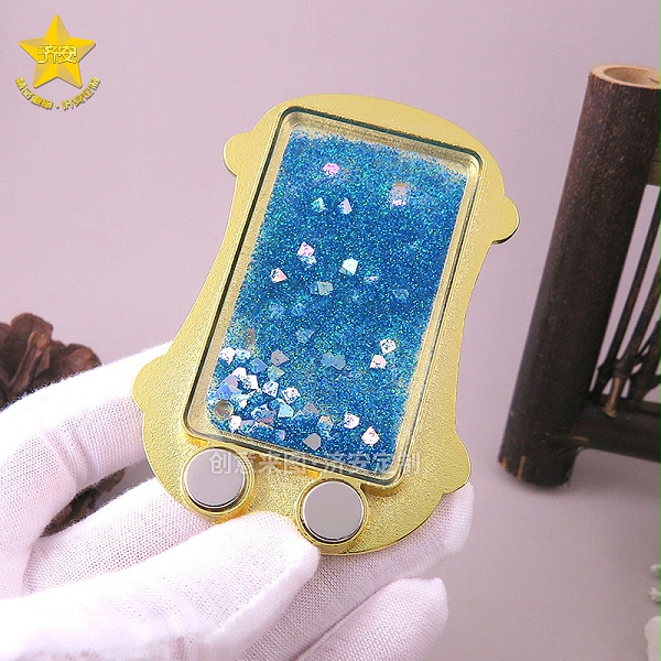 兽面纹铜牌流沙冰箱贴-东莞济安冰箱贴定制源头工厂