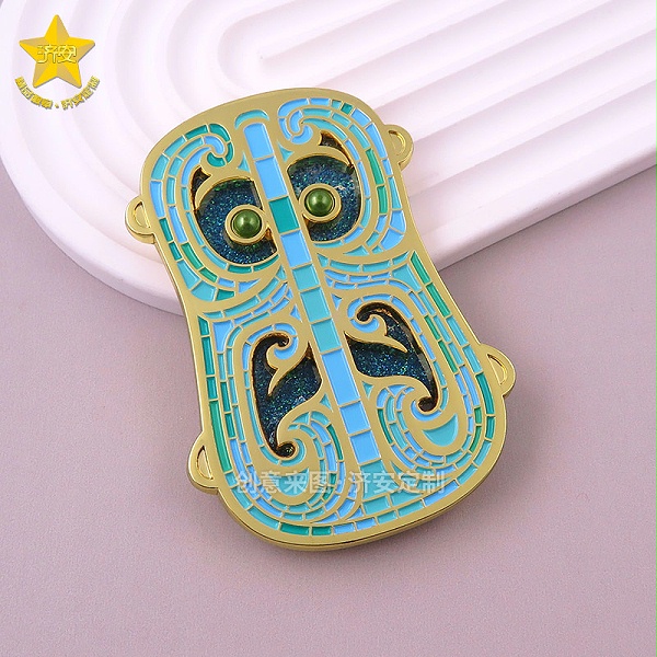 兽面纹铜牌流沙冰箱贴-东莞济安冰箱贴定制源头工厂