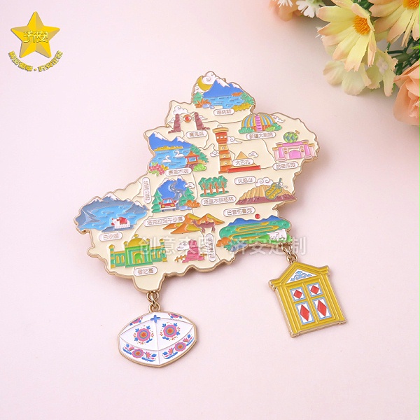 新疆地图冰箱贴3-新疆地图潮玩冰箱贴旅游纪念品，把壮美边疆带回家的文创好物！