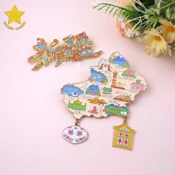 新疆地图冰箱贴4-新疆地图潮玩冰箱贴旅游纪念品，把壮美边疆带回家的文创好物！