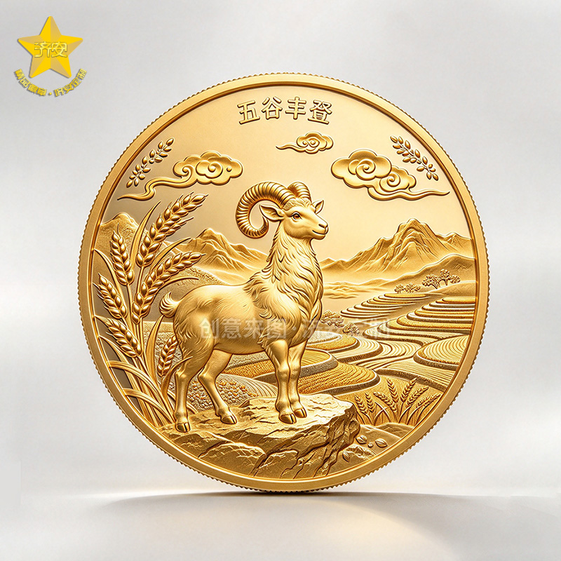 2027羊年纪念币金色