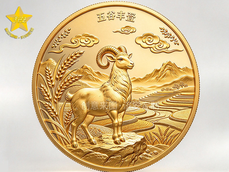 羊年纪念币金色