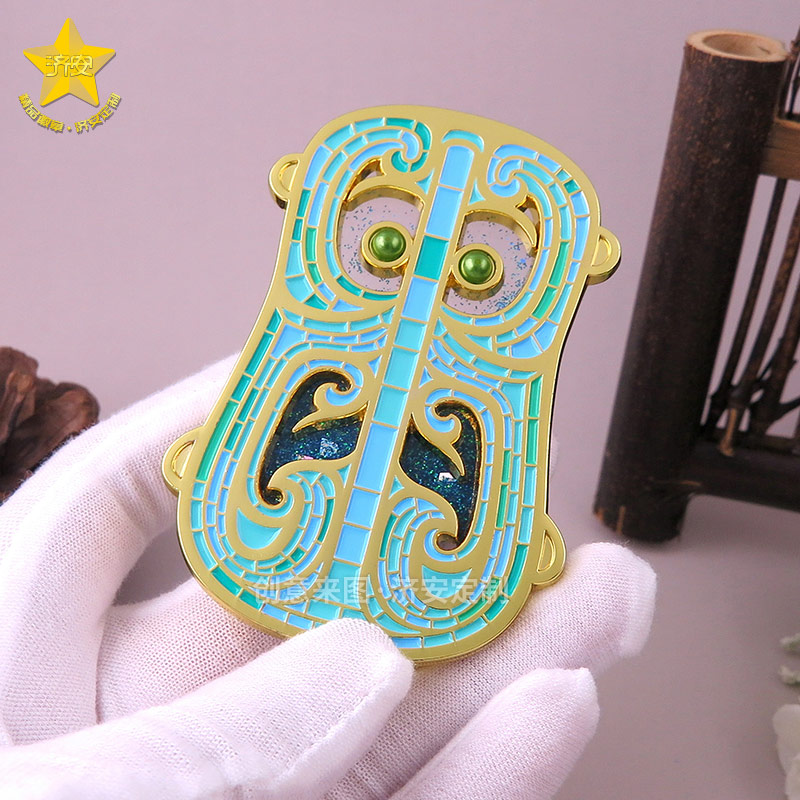 兽面纹铜牌流沙冰箱贴-东莞济安冰箱贴定制源头工厂