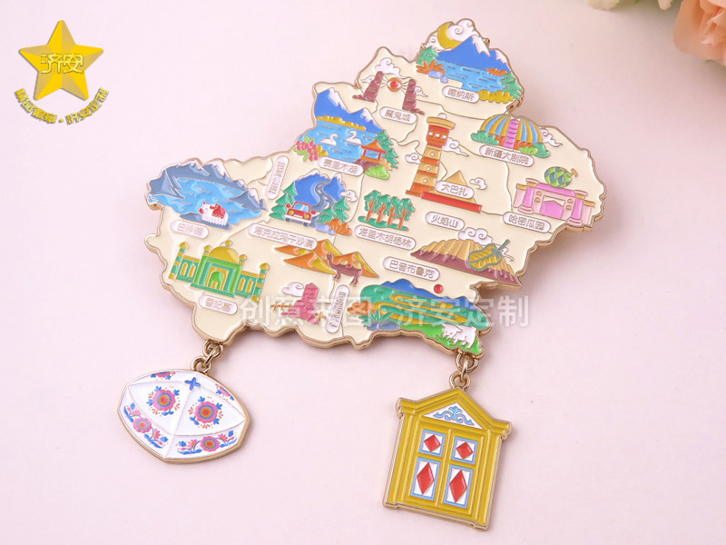 新疆地图冰箱贴2-新疆地图潮玩冰箱贴旅游纪念品，把壮美边疆带回家的文创好物！
