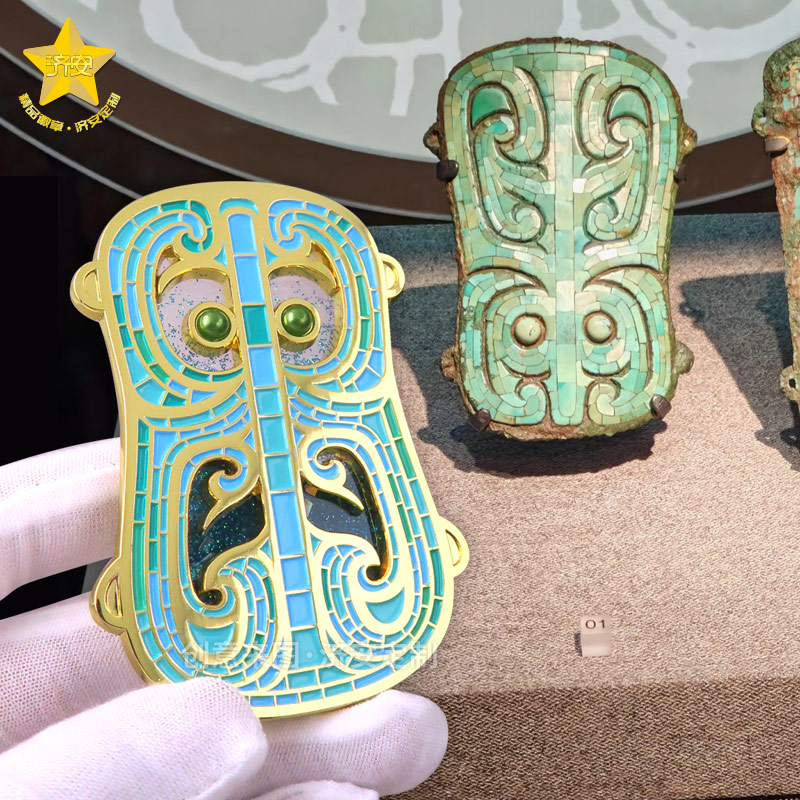 兽面纹铜牌流沙冰箱贴-博物馆文创冰箱贴定制厂家东莞济安